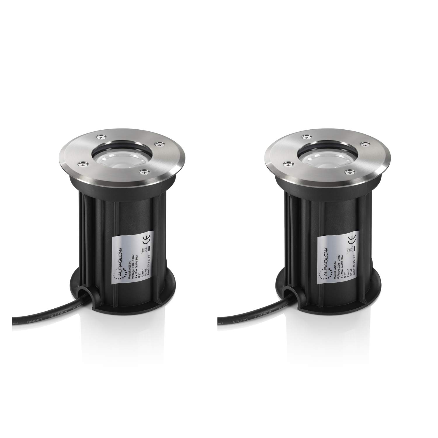 Auraglow Focos Empotrables de Suelo GU10 IP67, Caminos y Terraza, Pack de 2