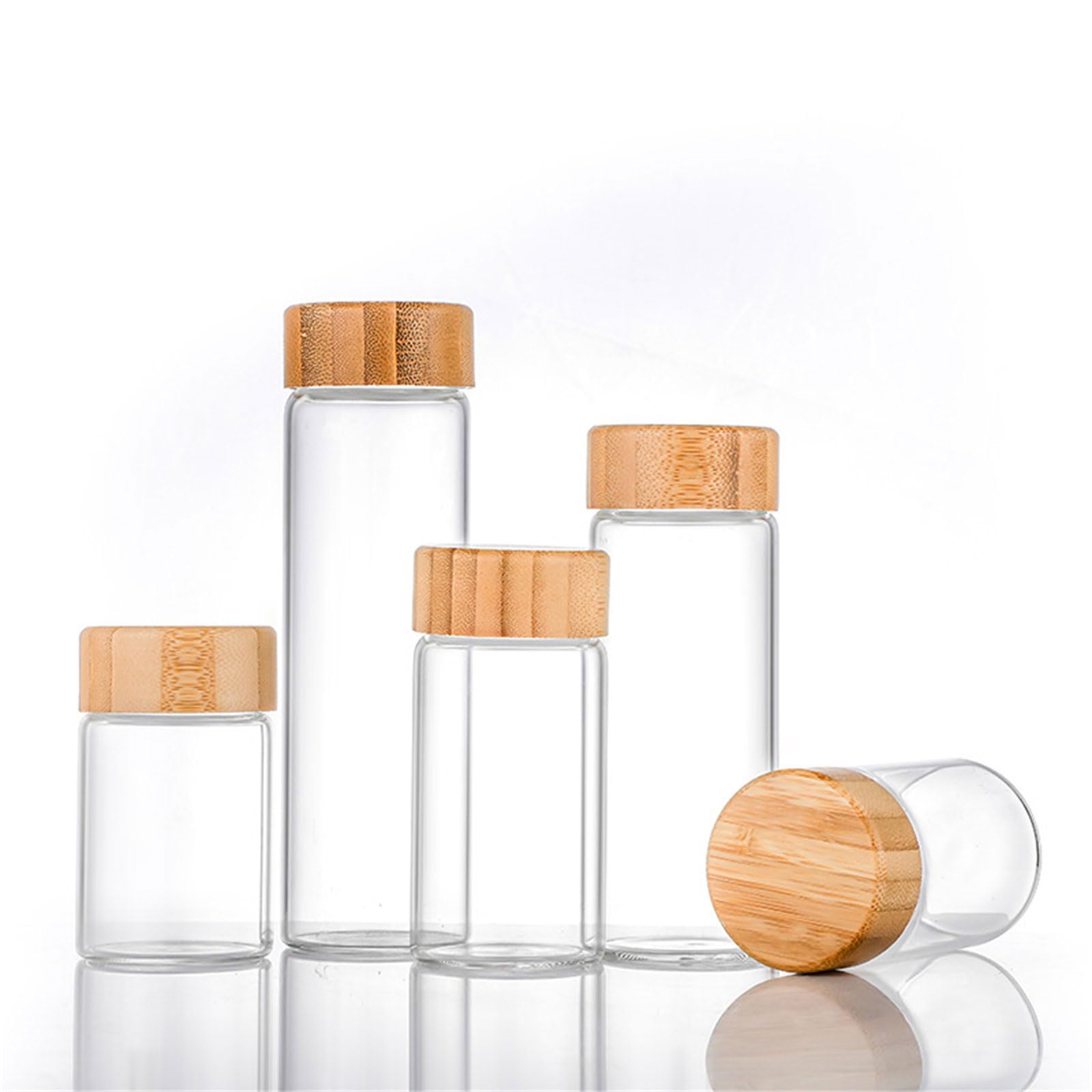 De 24 herméticos Multiusos, Recipiente de Vidrio Resistente con Cubiertas de bambú, diseños para Almacenamiento de Especias y condimentos, tarros de Especias