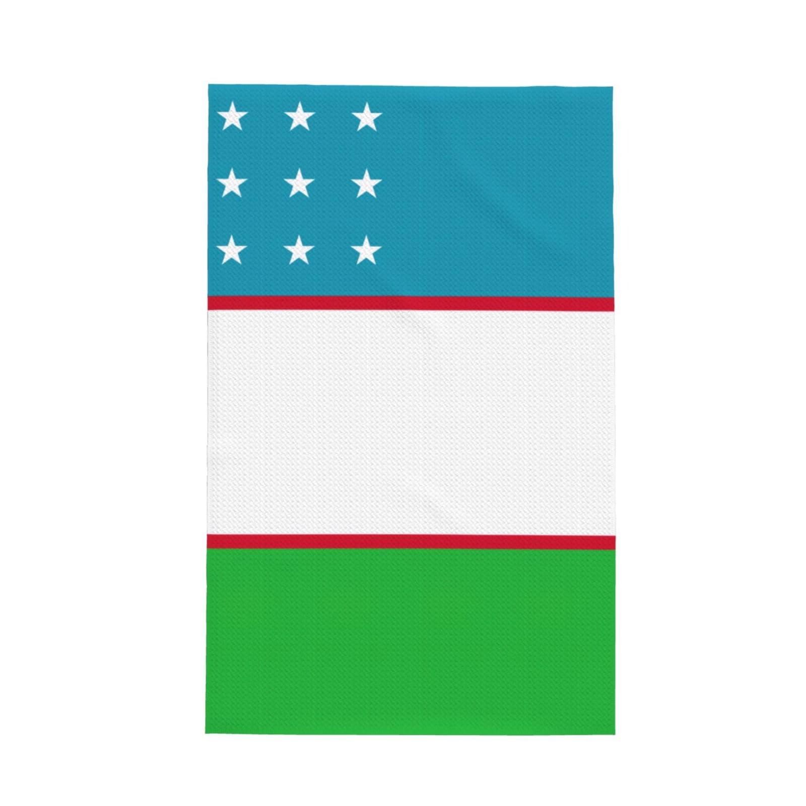 Xxahnbm Black Flag Of The Republic Of Uzbekistan Print Waffle Kitchen Towel,Absorbent Hand Towel