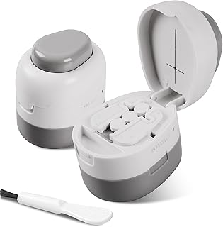Adjustable and Protable Pill Cutter for Small and Tiny Pills, Pill Splitter 1/2 and 1/4,Suitable for Cuting Vitamins, Tablets with Storage.(Grayish-White)