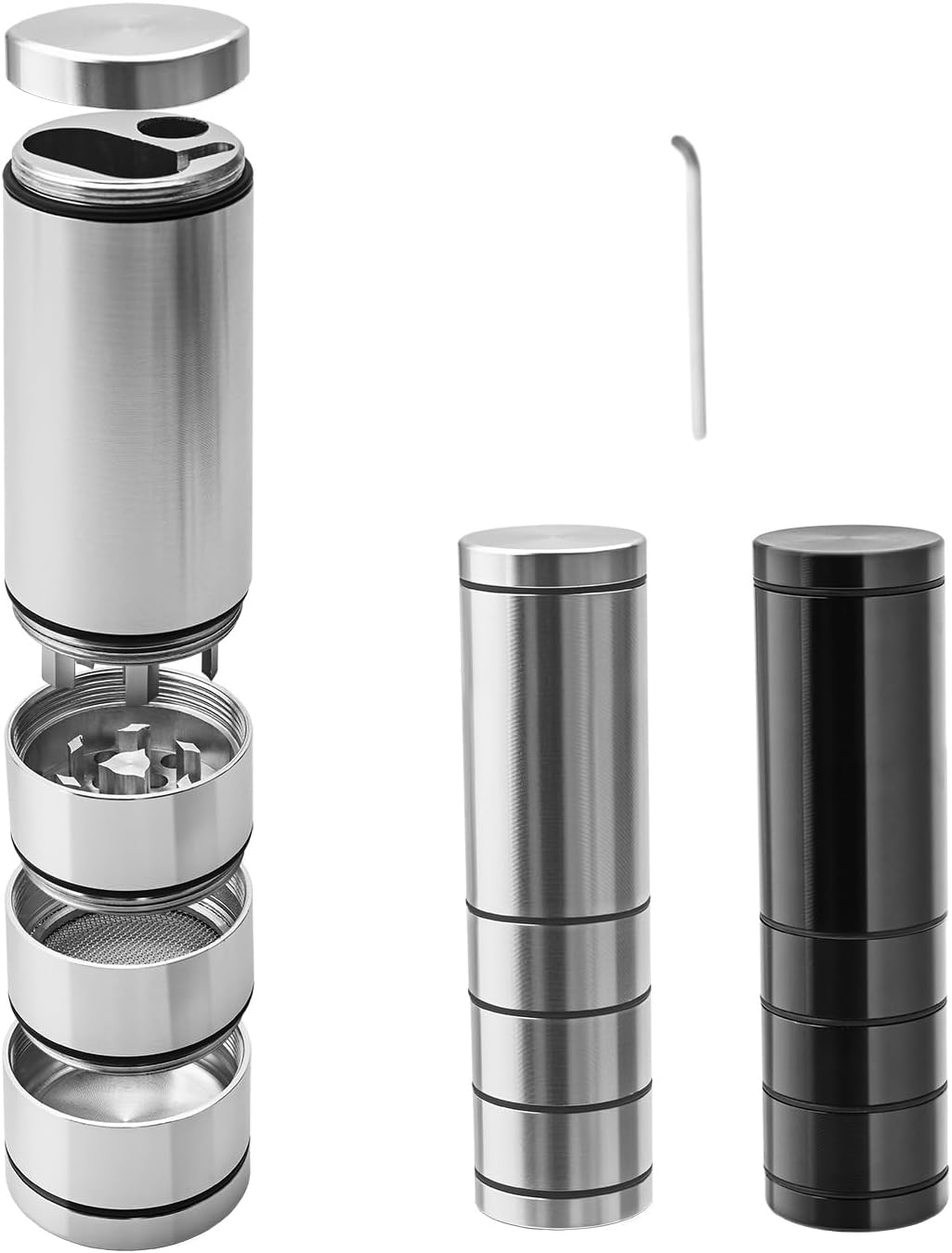 Portable Manual Kitchen Grinder with Storage Compartment Silver