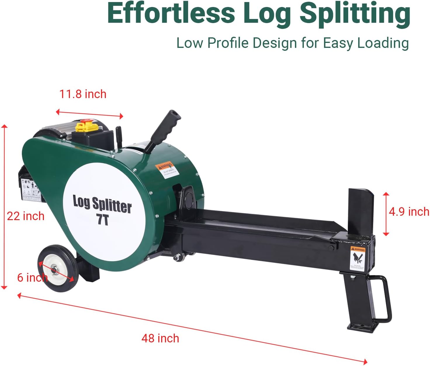 7-ton Electric Log Splitter, Double Flywheel Extra-Fast Splitting Capabilities,Copper Motor Windings, Mobile Wood Cutter for Log Splitting (Electric)