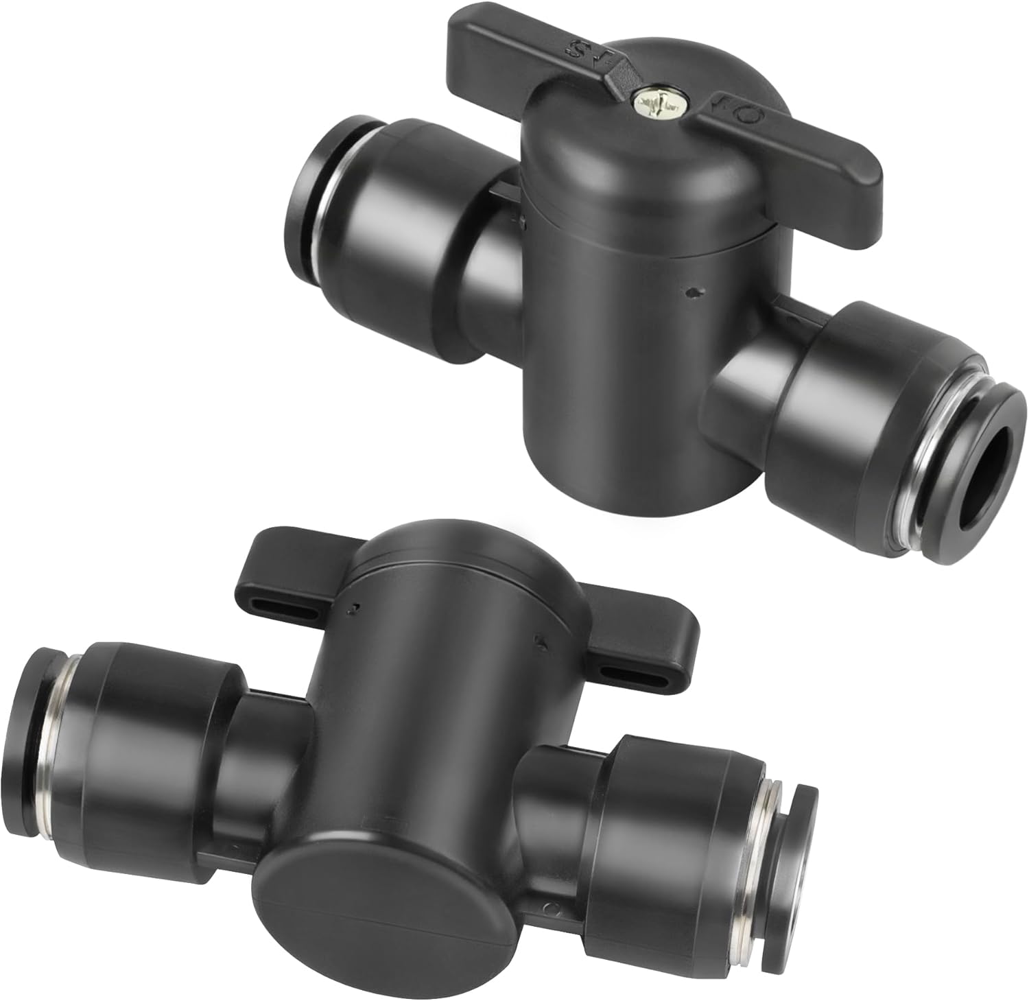 Yoebor Pneumatic Ball Valve 1/2" OD Airline Switch Valve On-Off Valve Push to Connect Fitting (Pack of 2)