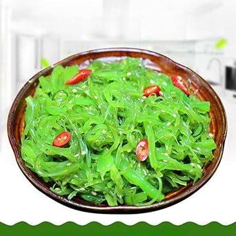 Pickled seaweed silk, instant seaweed salad, sour and sweet wakame slices, kelp, spicy pickles vegetable, side dishes, delicious kimchi, cold mixed dishes, leisure snack, vegan Spicy flavor,1 bag