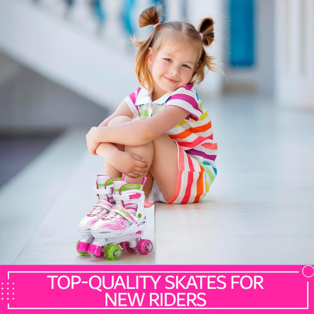 XinoSports Kids Adjustable Roller Skates for Girls & Boys with Light Up Wheels (Ages 5-20) – Roller Skates with Illuminating Wheels