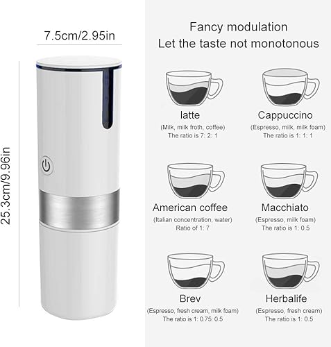 Miniatura 4 de Máquina de café portátil USB, pequeña máquina de café de viaje (tamaño 9.96 x 2.95 x 2.95 pulgadas)