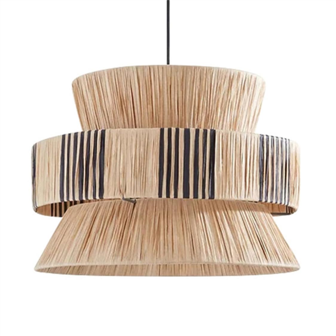CSSYKV Japanese Wabi-sabi Rattan Fixture Boho Coastal Light Kitchen Pendant Lamp Retro Farmhouse Design Handwoven Wicker Lantern E26 Socket for Entryway Bedroom Living Room Nursery