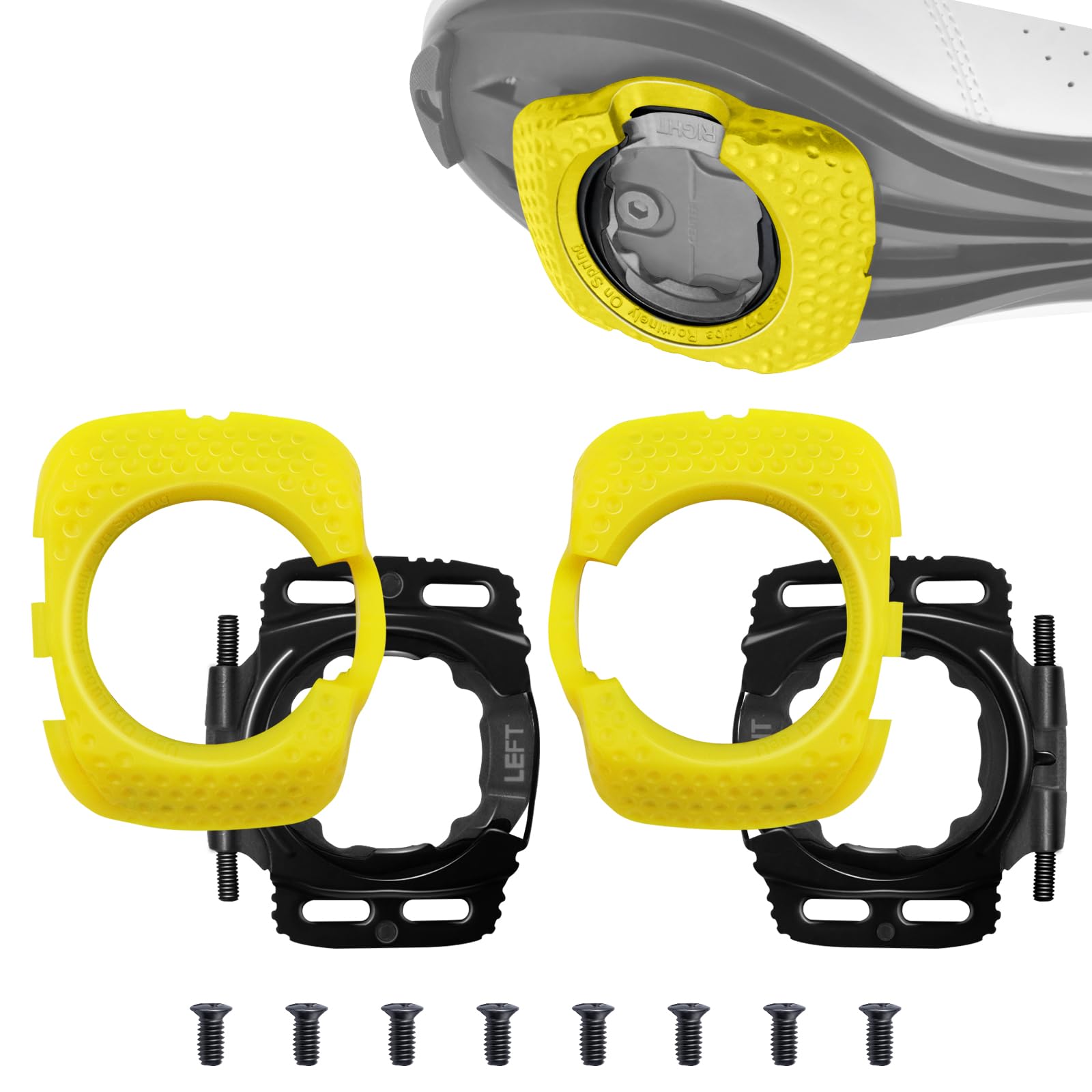 1 Pair Quick Release Cycling Shoes Cleats Self-Locking Pedal Aerodynamic for Wahoo for SpeedPlay for Zero (Yellow)