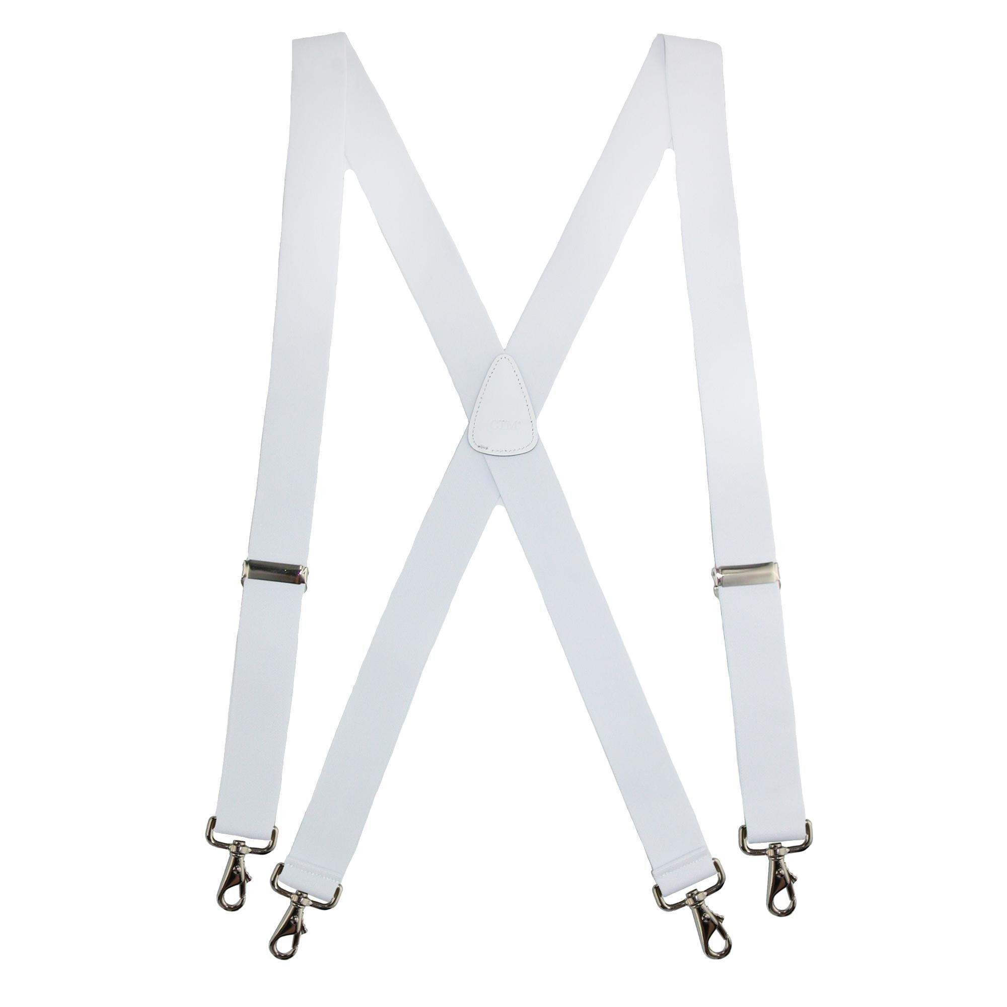 CTM Men's Big & Tall Elastic Solid colour X-Back Brace with Swivel Hook Ends, White