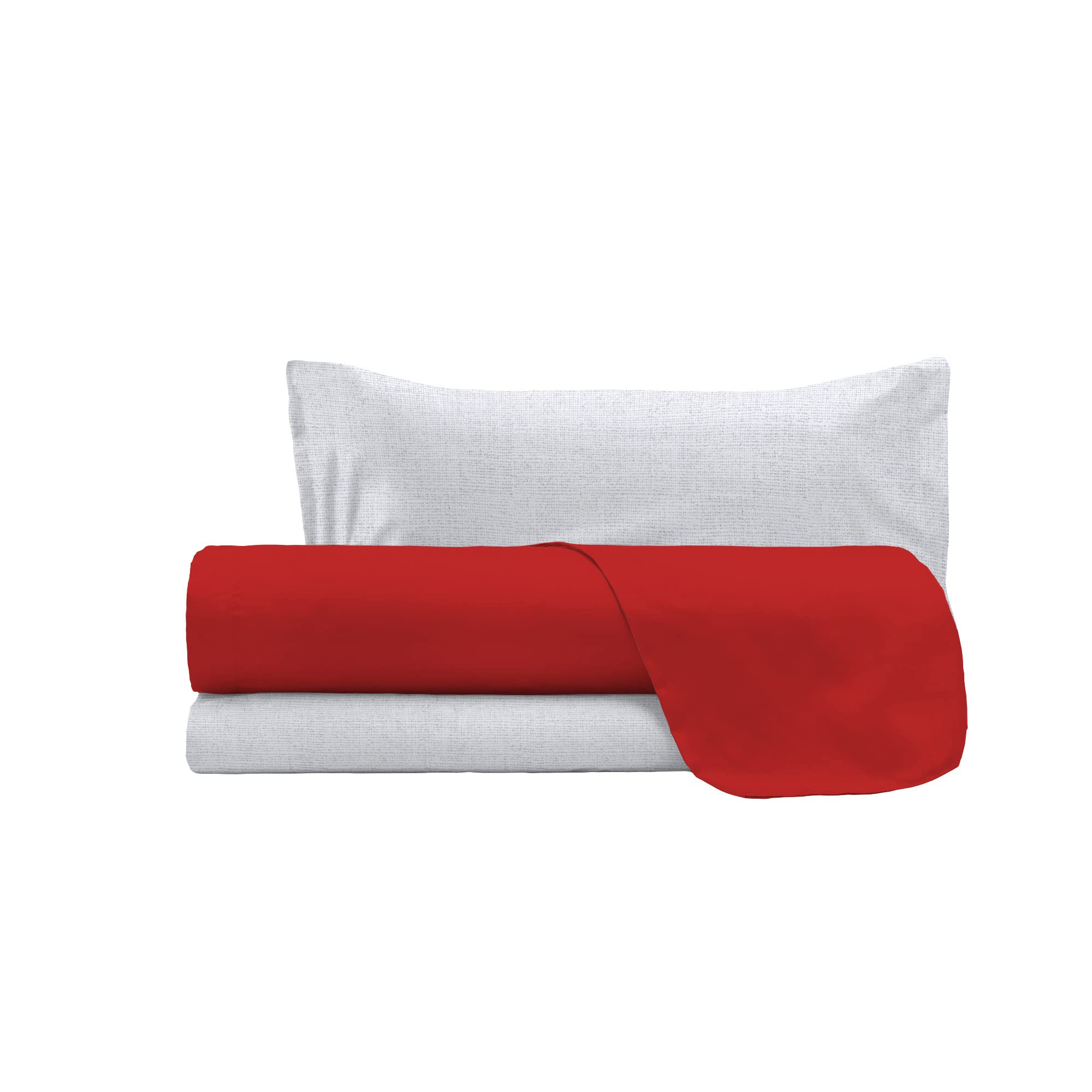 Trendy Chic Bed Set 100% Cotton Made in Italy, Single, Red - Image 4