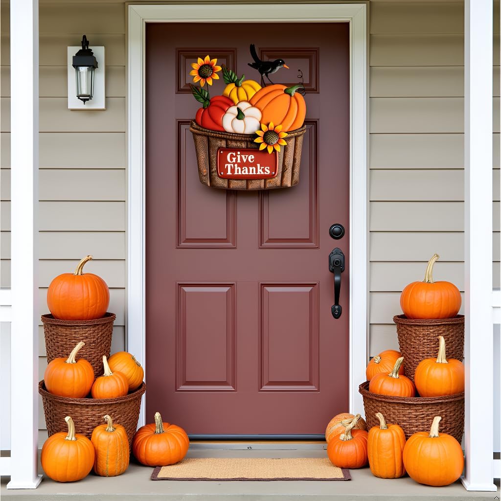 TERESA'S COLLECTIONS Fall Decorations for Outdoor Home, Pumpkin Fall Garden Decor, Autumn Metal Yard Signs Stake Lawn Sunflower for Thanksgiving Decorations, Harvest Outside Patio Party Gifts, 28 in