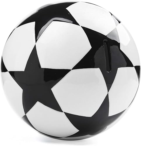 Miniatura 10 de FORLONG Alcancía grande de cerámica para niños, banco de monedas de fútbol, caja de dinero, L