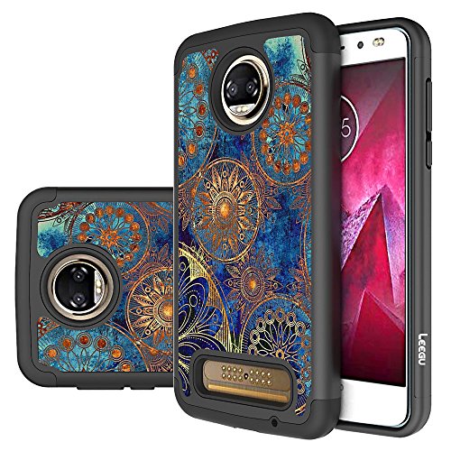 Moto Z2 Force Edition Case, Moto Z2 Force Case, LEEGU [Shock Absorption] Dual Layer Heavy Duty Protective Silicone Plastic Cover Case for Motorola Moto Z2 Force Edition 2017 - Gear Wheel