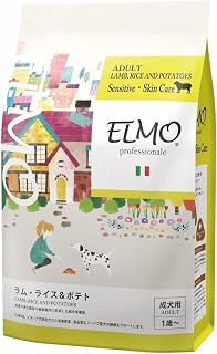 【成犬用 イタリア製 ドッグフード】ELMO エルモ アダルト ラム・ライス＆ポテト ラム肉 (800g) | プロフェッショナーレ ドライフード 総合栄養食 羊肉 ご飯 餌 小型犬 中型犬 食物繊維 整腸 人工保存料 人工着色料不使用