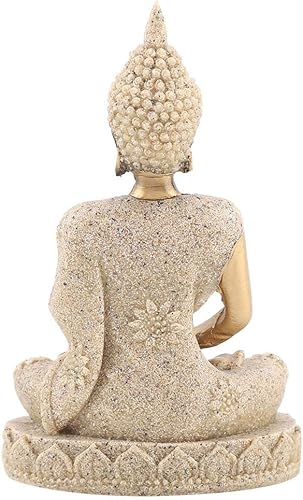 Miniatura 5 de Simlug Estatua de Buda, arenisca y resina, oro, mesa, hecho a mano, decoración de Buda