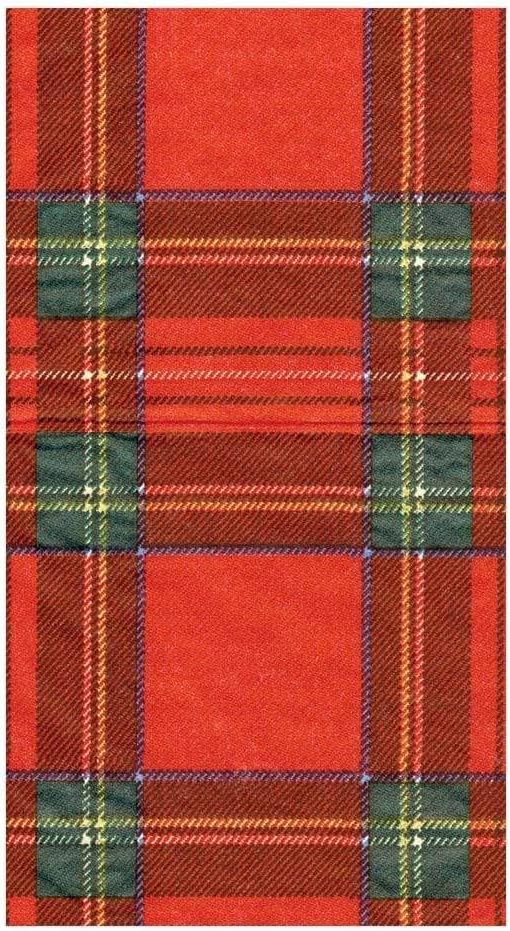 Caspari Royal Plaid Paper Guest Towel Napkins, Four Packs of 15
