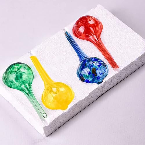 Miniatura 7 de Felixcraft Globos de riego para plantas de interior, 4 unidades de dispositivos de riego de plantas de vidrio soplado a mano coloridos para plantas