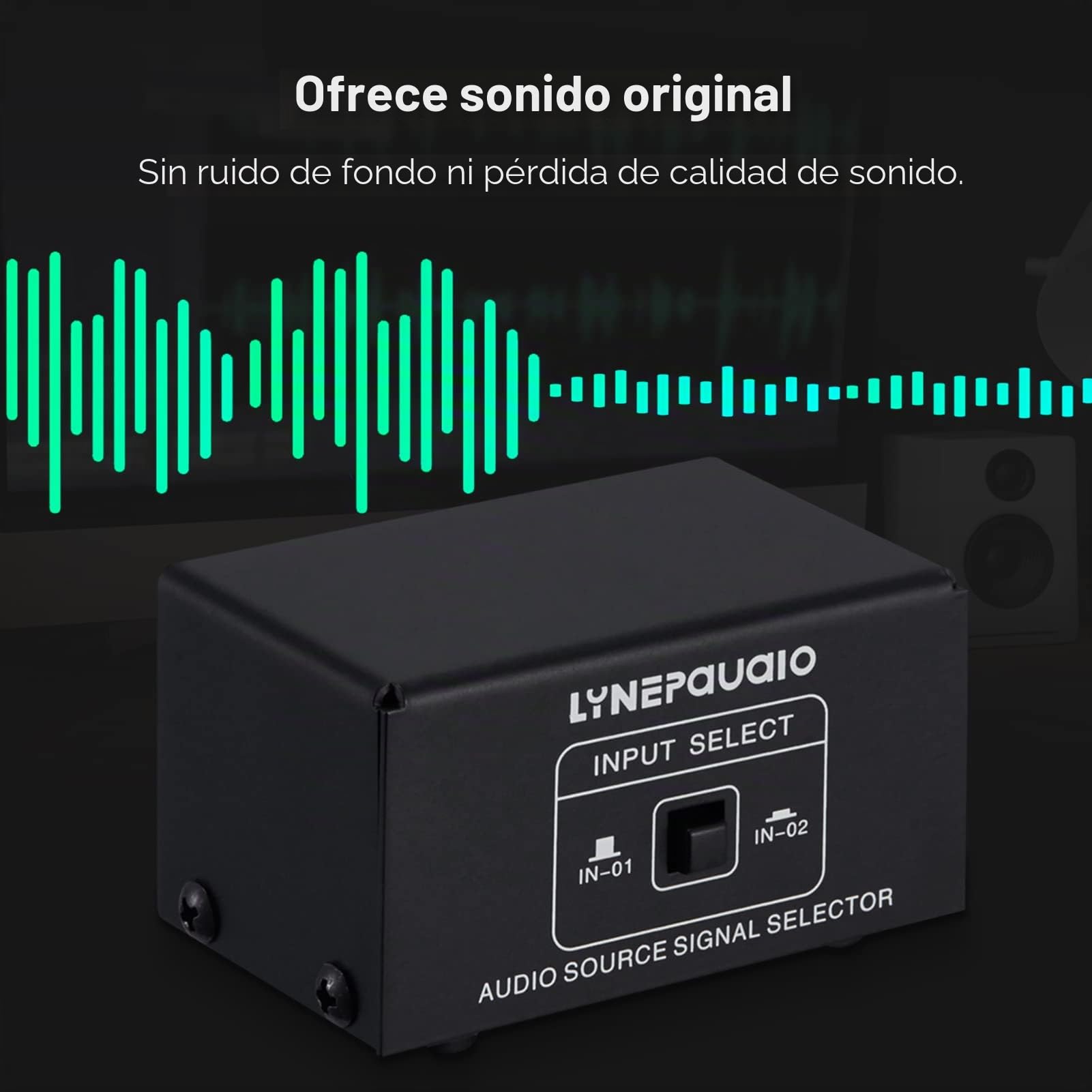 Conmutador de audio RCA 2 en 1 salida/1 en 2 salidas A/B, caja divisora de audio estéreo sin distorsión, conector RCA para cambiar entre altavoces de computadora y auriculares