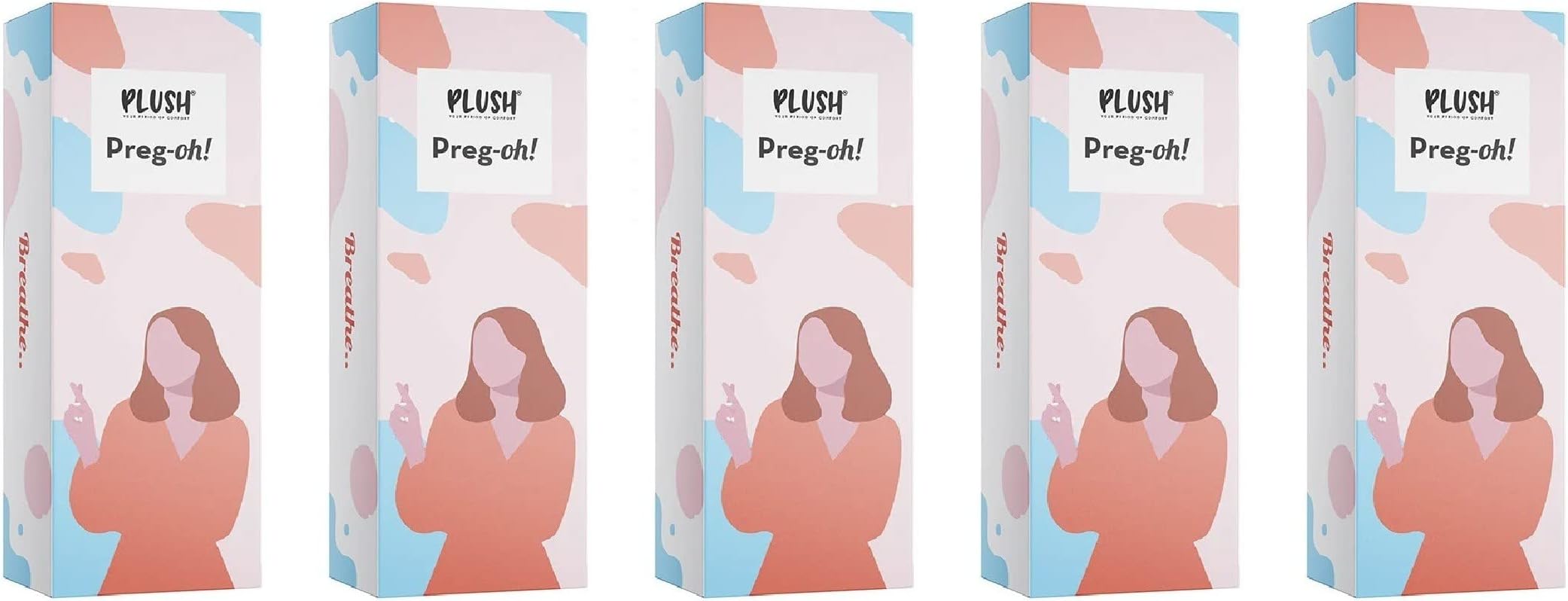 Plush Preg-Oh! Midstream Pregnancy Kit Test for Women | Single Step Hygienic Testing Process | 3 Individually Sealed Tests with Manual | 99% Accuracy x Pack of 5