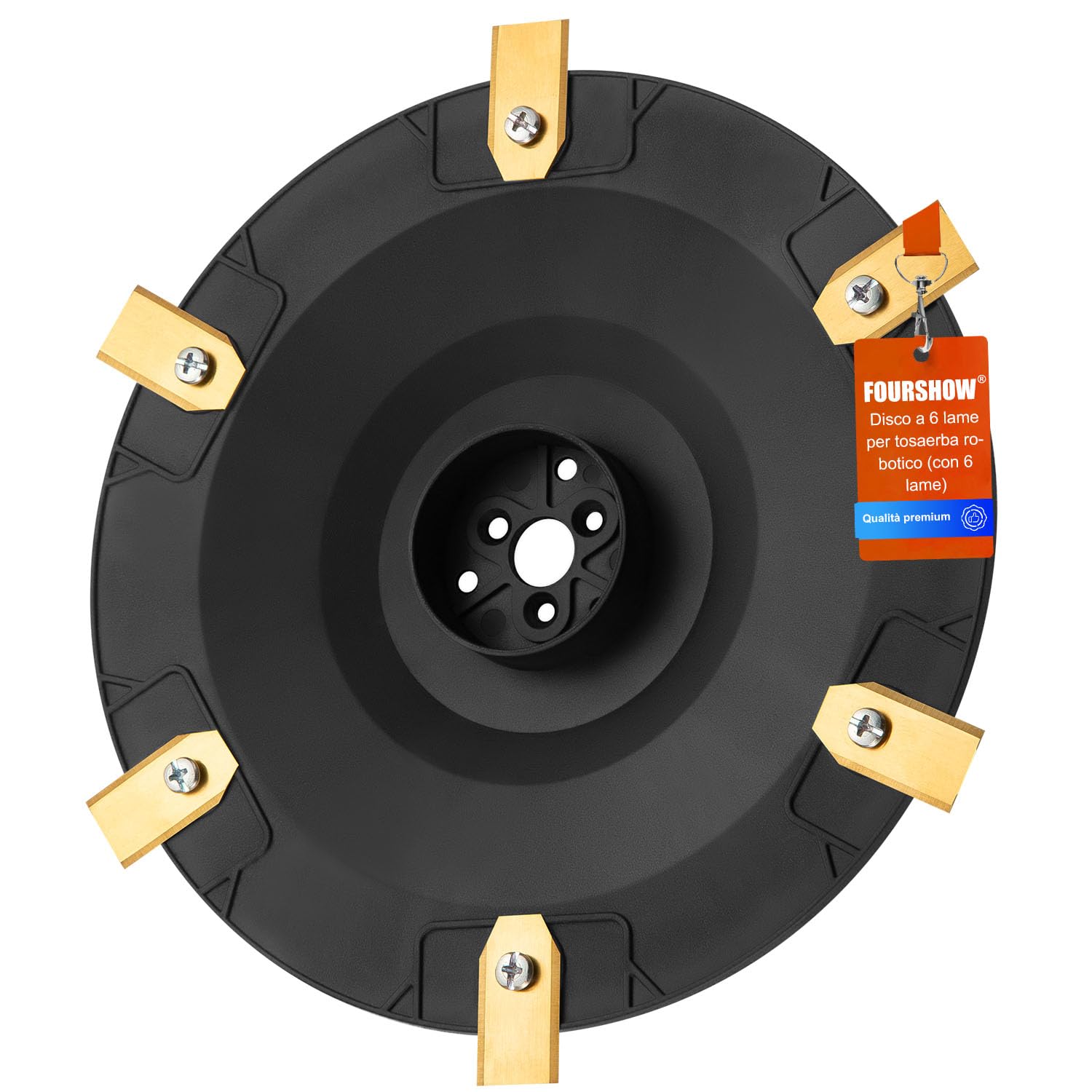 FourShow Piastra Lama + 6 Pezzi Lame di Ricambio Compatibili con Husqvarna Automower 420 430x 440 520 550, Serie 400 Vecchie Fino all'Anno Modello 2019 Disco Lama Robot Rasaerba