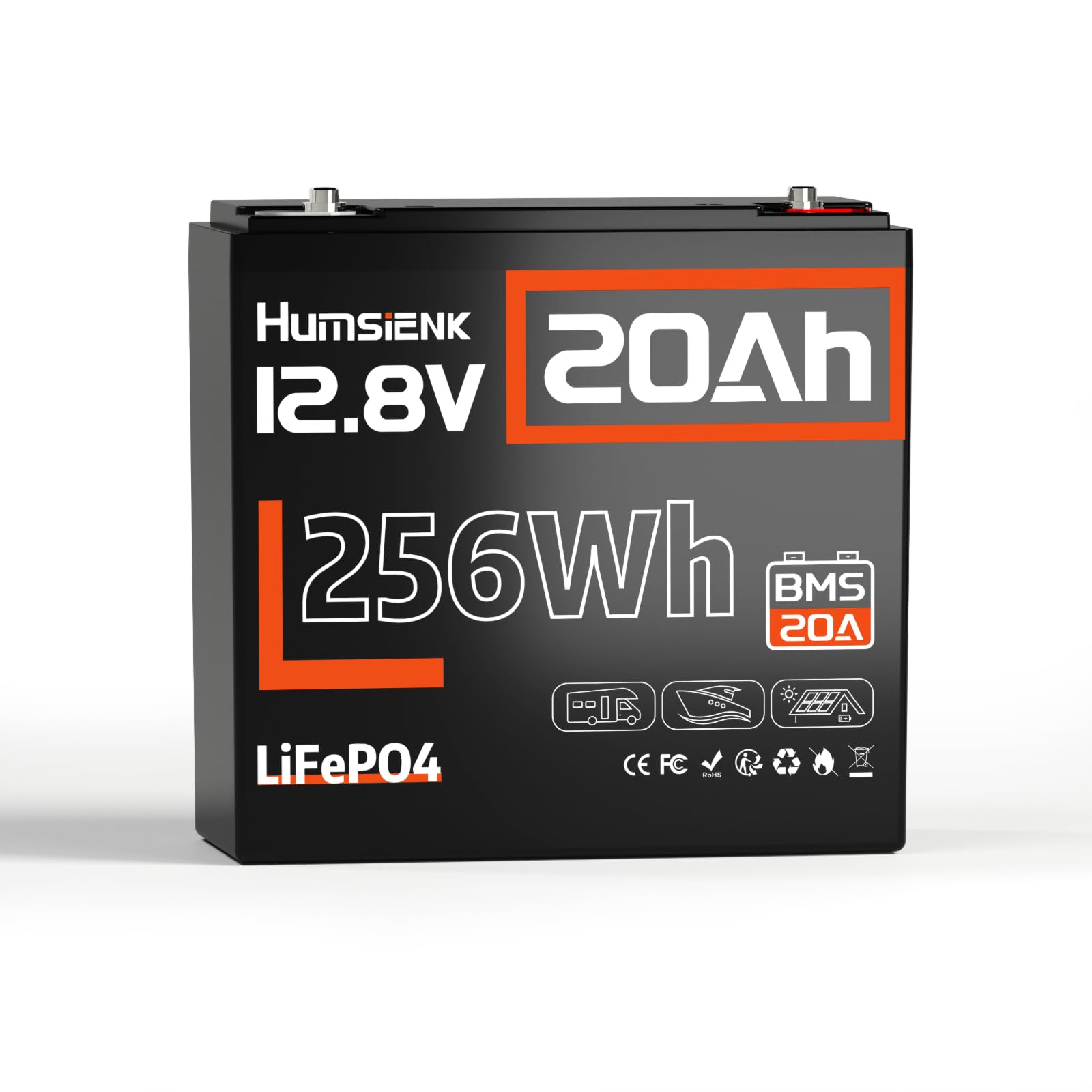 HumsiENK 2 Packs Batteria LiFePO4 12V 20Ah, 6000+ Cicli, BMS 20A Integrato, 2,6kg l'una, Collegamento in Parallelo per 40Ah o in Serie per 24V, Ideale per Camper, Barche, Solare e Backup Domestico