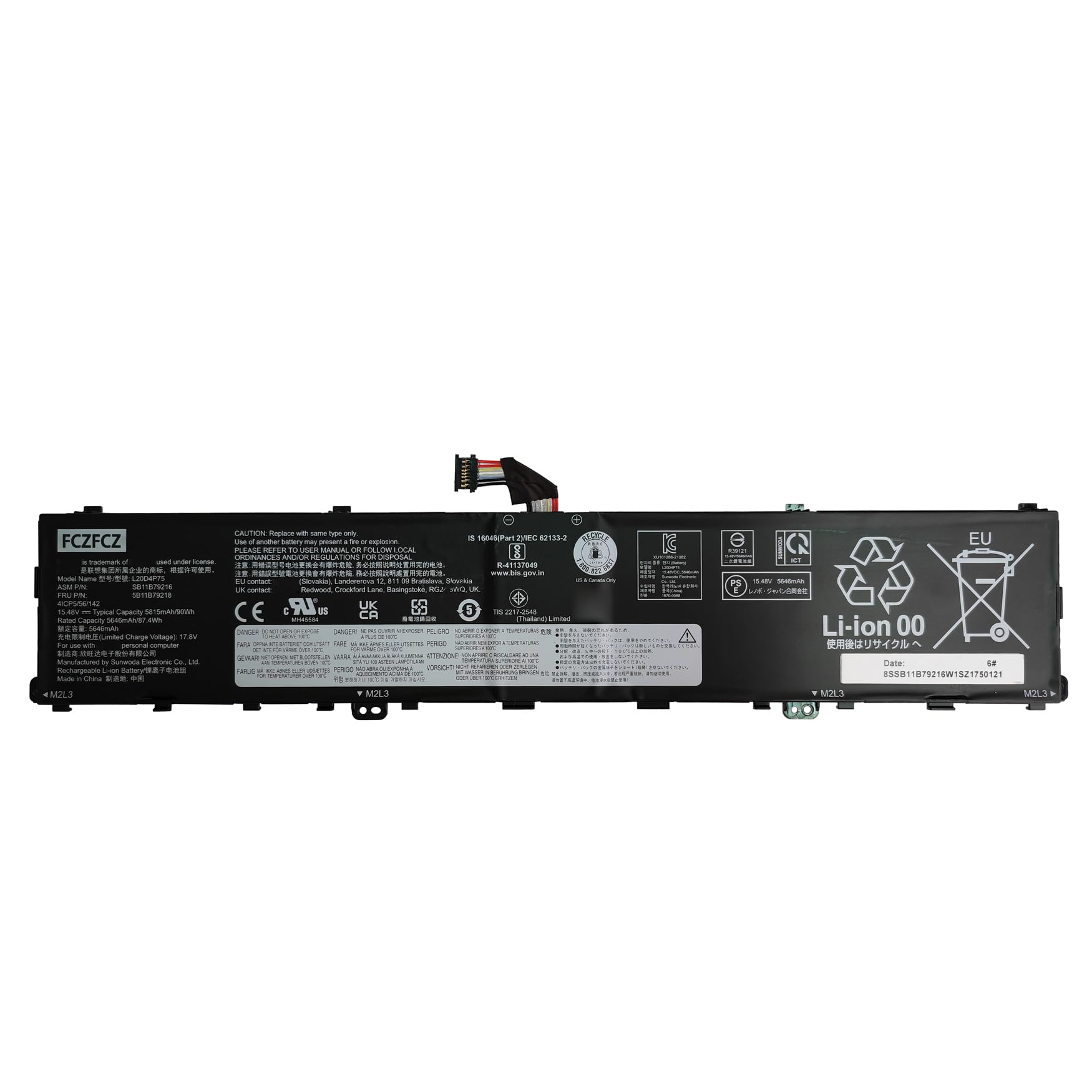 Amazon.com: FCZFCZ L20D4P75 Battery 90Wh Replacement for Lenovo