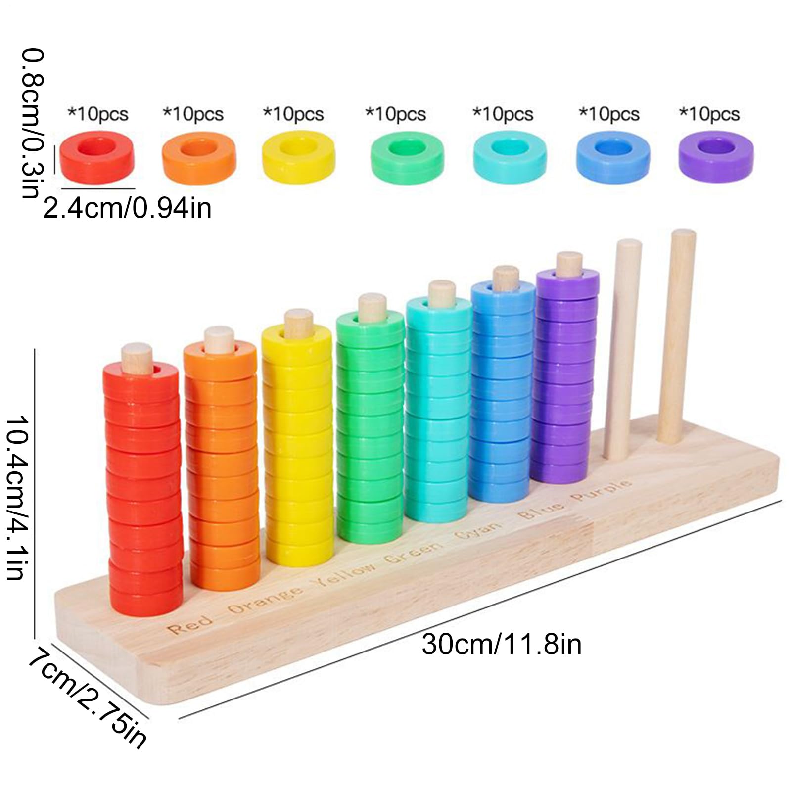 Genérico Anillos apilables de íris, Agarre ergonómico de Madera, Base de Almacenamiento integrada, Entrenamiento de Equilibrio, clasificador de Formas, Juguetes educativos para niños — view 5