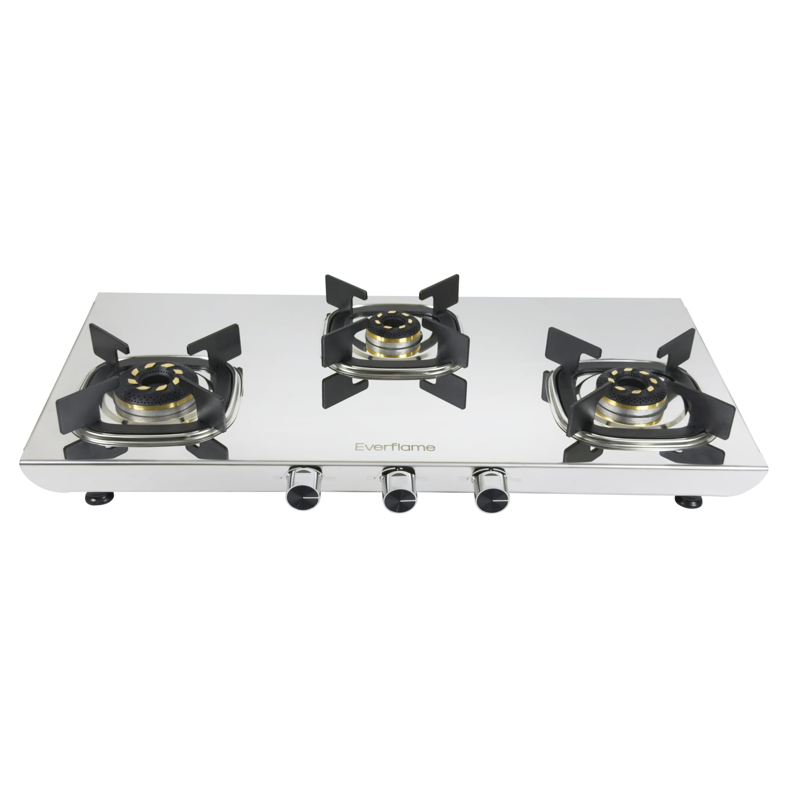 Everflame Photon 3 Burner Gas Stove | Manual Ignition | 5G Brass Burners | ISI Certified | SS Cooktop | 5 Years Warranty on (Body & Burners) + 2 Year Comprehensive Warranty + Doorstep Service