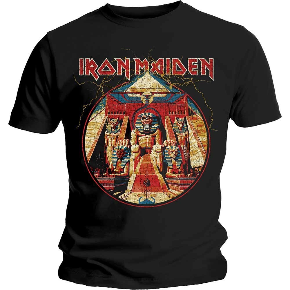 Iron Maiden Men's Black Rockoff Trade Powerslave Lightning Circle T - Shirt, ( Black), XX-Large
