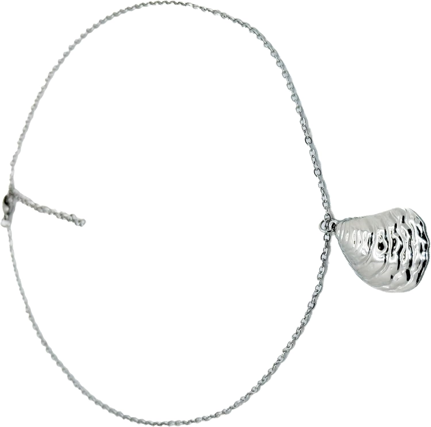 Stainless Steel Shell Pendant Necklace with Adjustable Chain, Silver, 45+5 Inch Length, Delicate Ocean Theme - Image 3