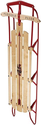 Miniatura 8 de Flexible Flyer - Trineo deslizante de metal Trineo con dirección para nieve de acero y madera.