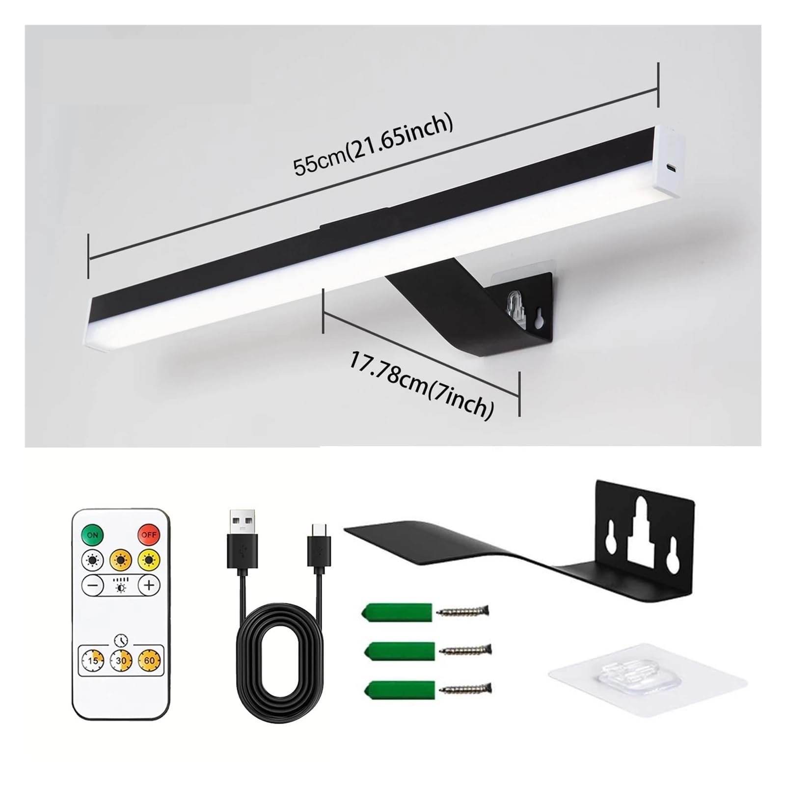 Luce for quadri a LED, luce for esposizione artistica, con telecomando, lampada da parete for di ritratti artistici e gallerie d'arte regolabile a 10 livelli, ricaricabile tramite USB