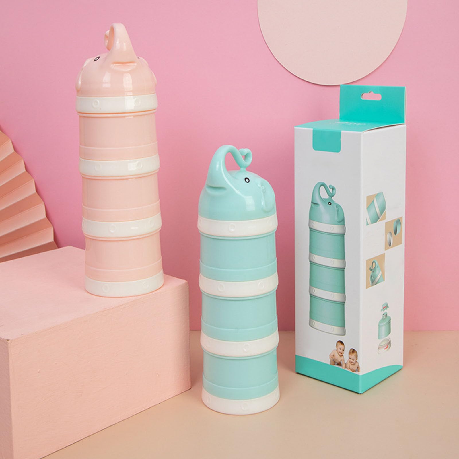 Distributeur De Lait En Poudre 5 Étages Empilables - 210x70 Mm - Portable, Amovible - Pour Collations Bébé - 6