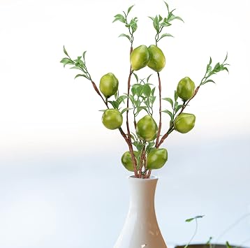 DULRLLY 3PCS Artificial Lemon Branch, 22 Lemon Decor Fake Lemons Branch Simulation Yellow Lemon Fruits Tree Stem with Green Leaves for Kitchen, Party, Table Centerpiece, Home Decor