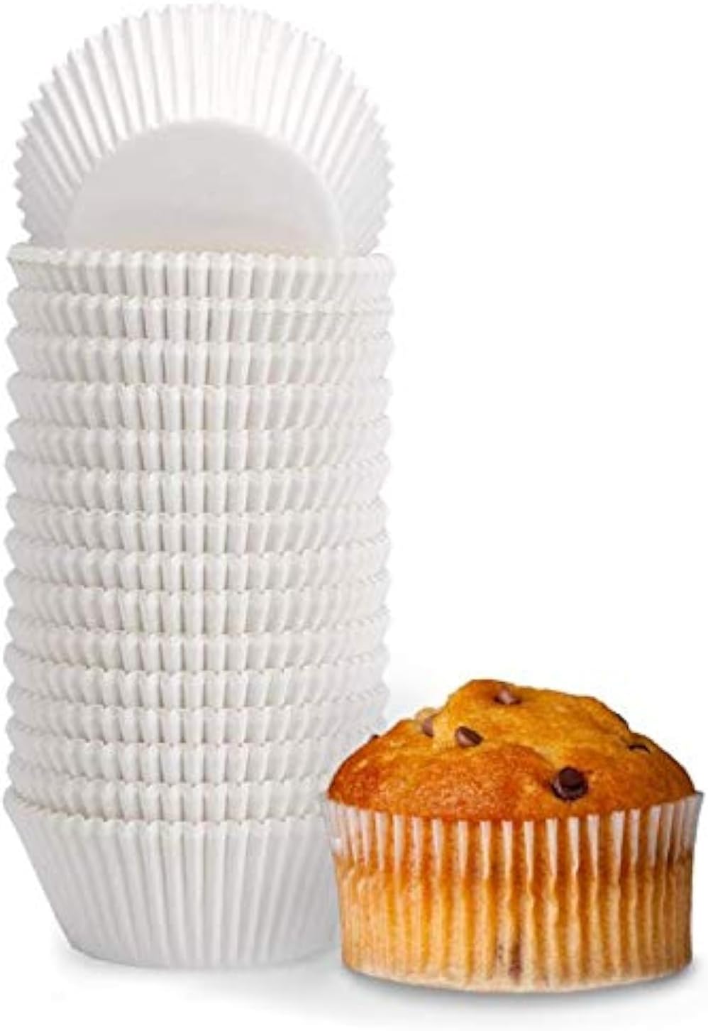 Happy Sales Giant Baking Muffin Cups Liner, White, Pack Of 1000, 3.75”x 2.75” x 2”