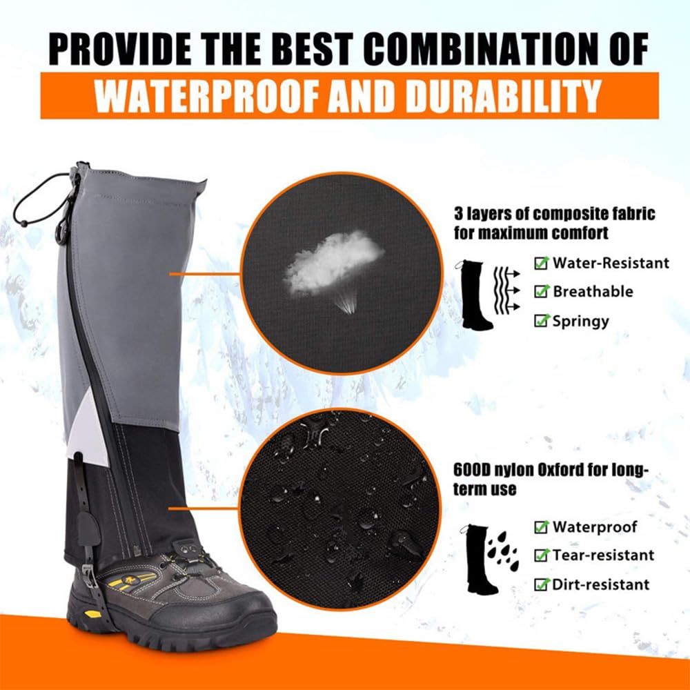 Lixada Legging Gaiter Travel Outdoor Leg Warmers Hiking Skiing Waterproof Winter Shoe Cover Boot Tourist Foot Protection Guard - Image 2