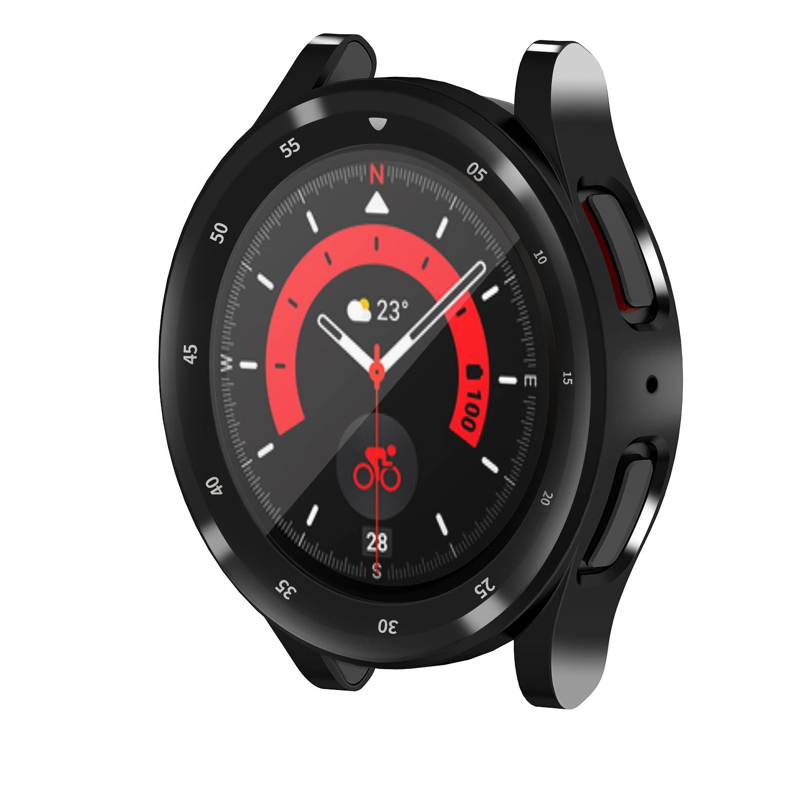 Oboe Screen Protector Case Compatible with Samsung Watch 5 Pro 45mm Watch Shockproof Thin Bumper Cover Protector (Black)