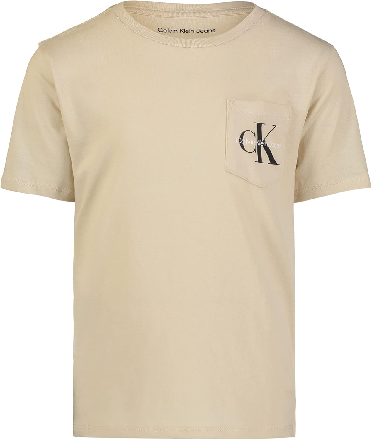 Calvin Klein Boys Short Sleeve Pocket Logo Crew Neck T-Shirt, Soft, Comfortable, Relaxed Fit