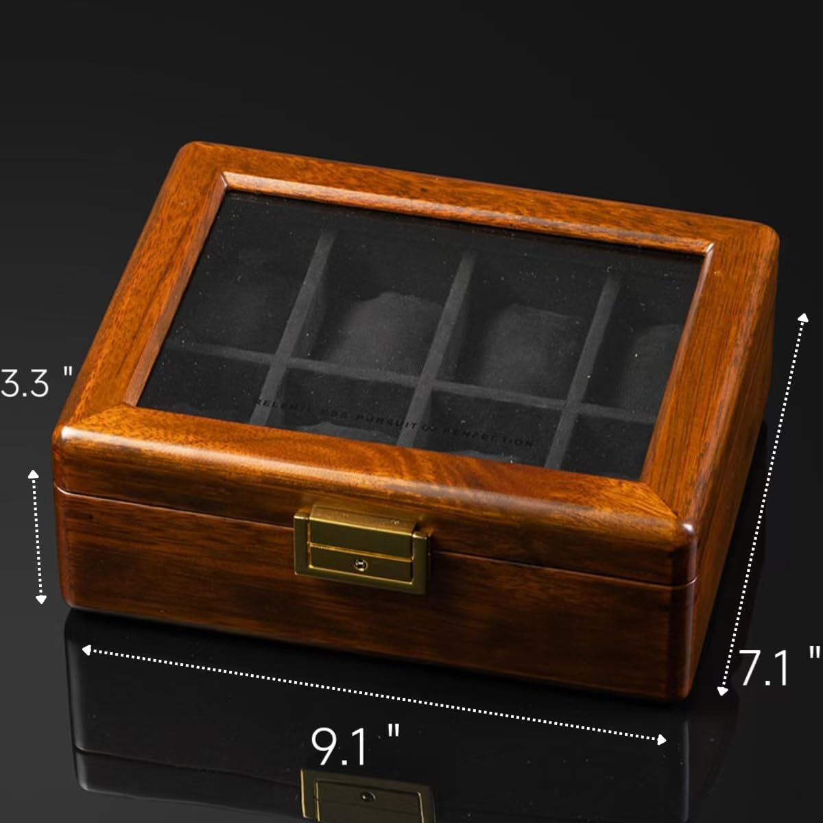 Bescott Solid Wood Watch Box 8 Slots With Glass Lid Walnut Collection Case For Men Women Luxury Wooden Display Organizer Storage Holder
