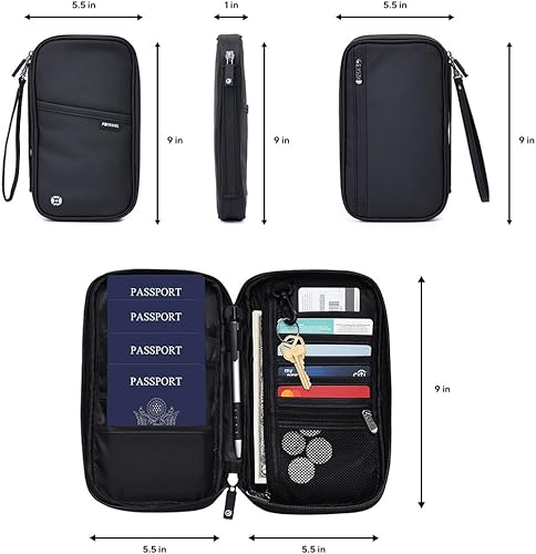 Miniatura 2 de ARTOS Carpeta de viaje para organizador de documentos, Negro -, Cartera Rfid