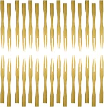 Cabilock Escolhas De Aperitivos Garfos de Frutas Descartáveis ??De 100 Unidades de Bambu Garfos de Frutas Picaretas de Frutas Mini Garfos de Coquetel para Entrada Picaretas De Comida