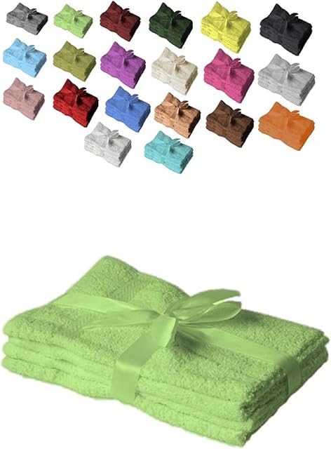 EXKLUSIV HEIMTEXTIL zestaw ręczników z tkaniny termicznej z kokardą i poduszką na krzesło ogrodowe lub leżak, bawełna, jabłko zielone, zestaw Gästehandtuch 4er 30 x 50 cm
