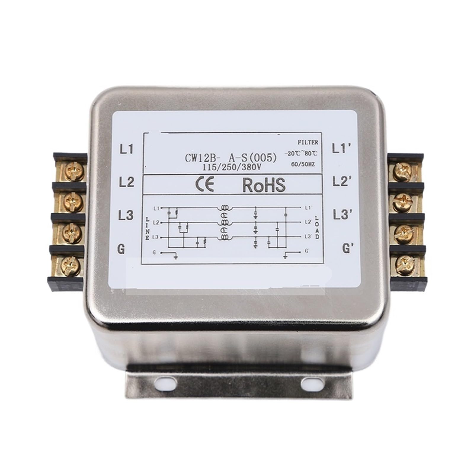 Filtre pour onduleur triphasé AC 380V trois fils CW12B-3A-S