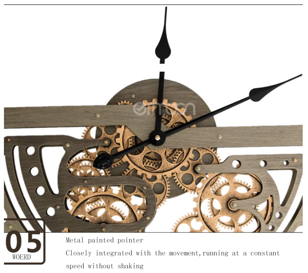 WOERD Reloj De Pared De Estilo Industrial Retro Europeo Engranajes En Movimiento Reloj Creativo De La DecoracióN De La Sala De Estar del Reloj del Engranaje del Arte del Metal