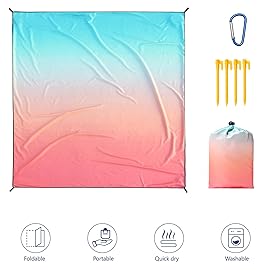 WIWIGO Beach Blanket Waterproof Sandproof Beach Mat 79 X 83/10\'x9\'for 2-8 Adults Quick Drying Outdoor Picnic Mat Beach Accessories for Travel, Camping, Hiking