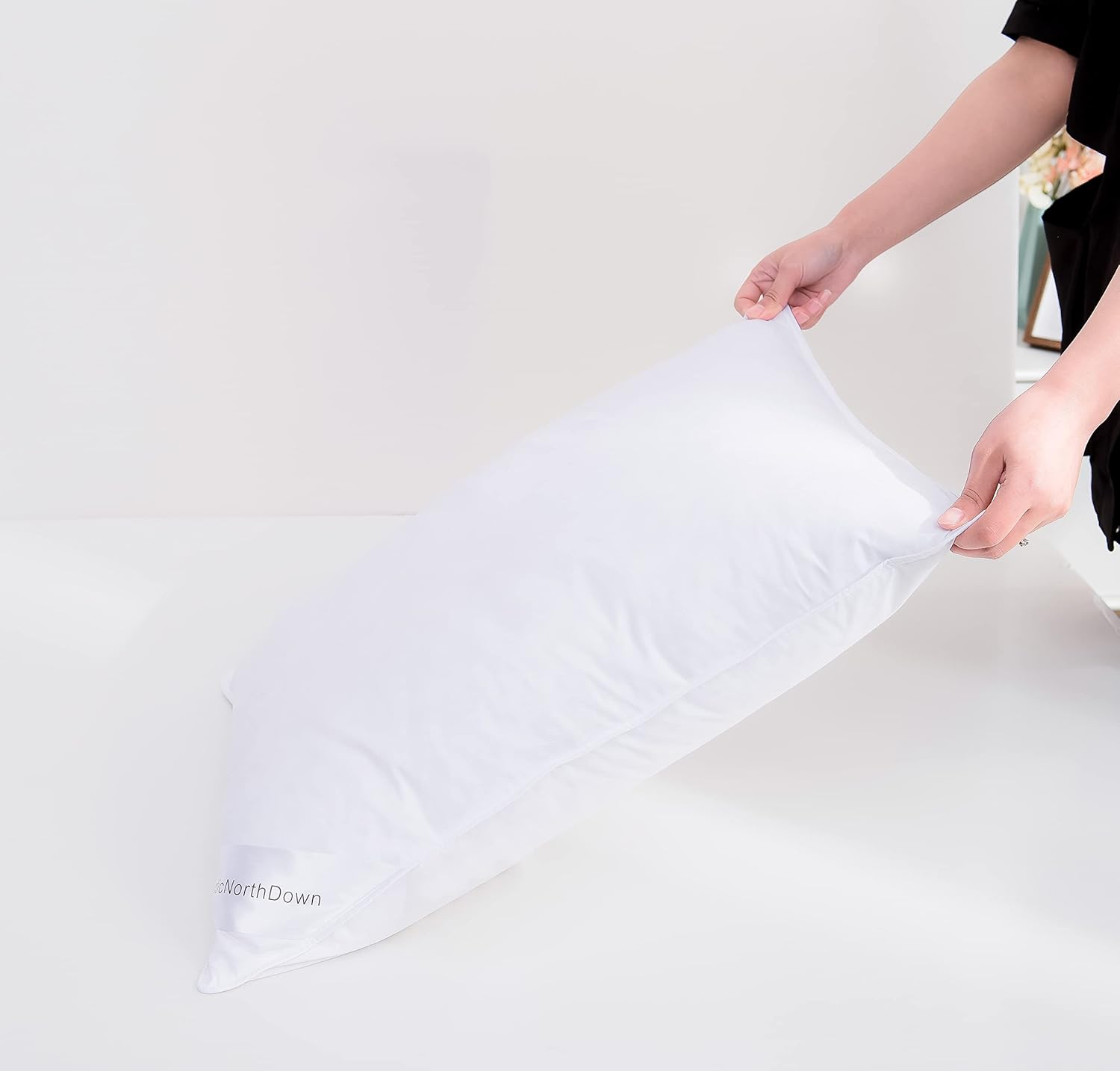 Grey Goose Down Feather Pillows Set of 2 Hotel Bedding Standard Pair 100% Cotton Cover White Size