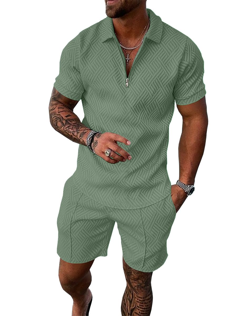 Photo 1 of UOUA Men's 2 Piece Tracksuit Set - Light Green, Large