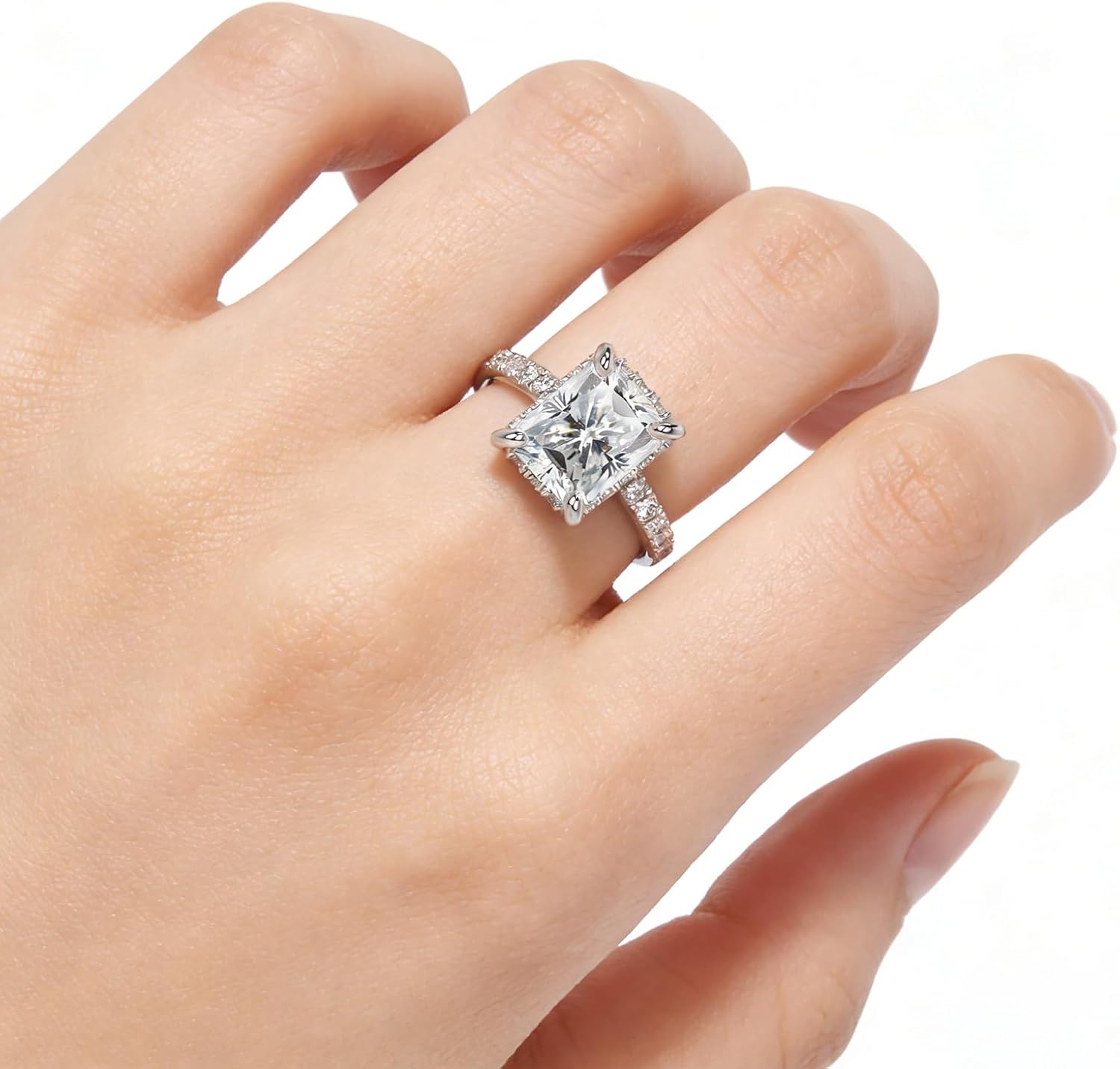 10K 14K 18K Solid Gold Moissanite Engagement Rings for Women, 1-3CT Center Round/Oval/Pear/Radiant Cut D Color VVS1 Moissanite Halo Bridal Set Wedding Anniversary Promise Band for Her Wife