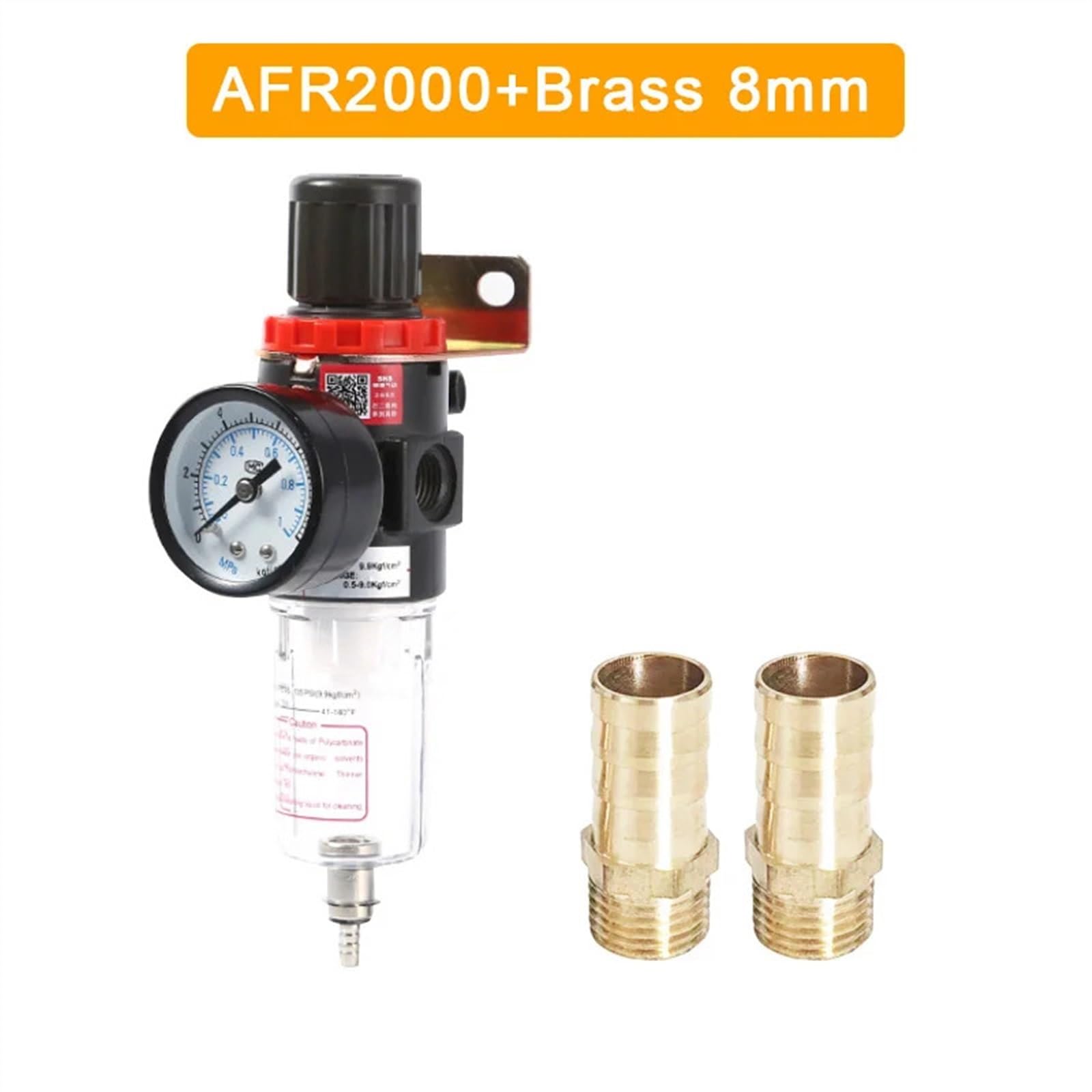 AFR2000 filtr pneumatyczny jednostka uzdatniania powietrza regulator ciśnienia przełącznik manometr do filtra powietrza sprężarki powietrza separator wilgoci oleju (AFR-2000 BRASS8)