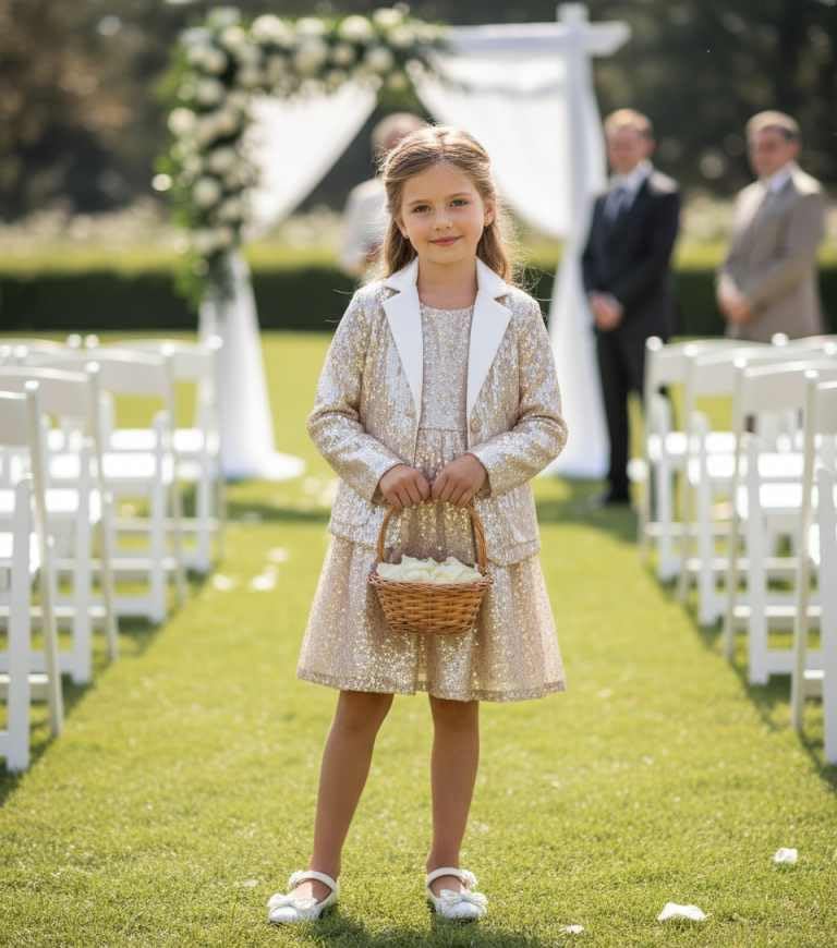 Girls Sequin Jackets Notch Lapel Button Down Blazer for Kids Sparkly Casual Suit Coat with Pockets